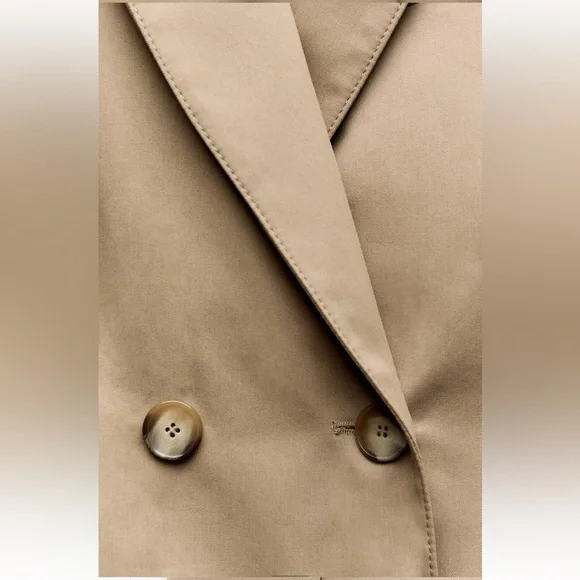 Zara Oversized Blazer Coat Taupe Brown Tan Camel Neutral double breast XS NWT - Picture 11 of 16